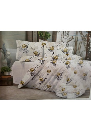 Çift Kişilik Çarşafı Lastikli Nevresim Takımı Sarı