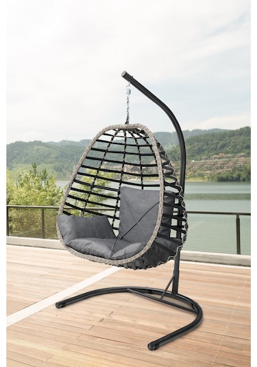 Tu Tienda Rattan Tek Kişilik Bahçe Balkon Ev Salıncağı,antrasit Gri