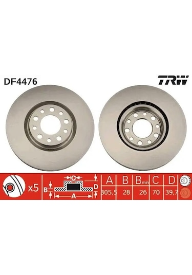 Alfa Romeo Giulietta Fren Diski On 2011-2020 Trw Df4476 2adettir