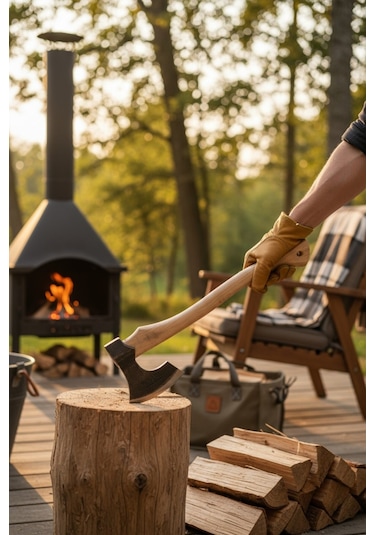 Savaşan Çelik 4140 Kamp Baltası Doğal Gürgen Sapı Vernikli