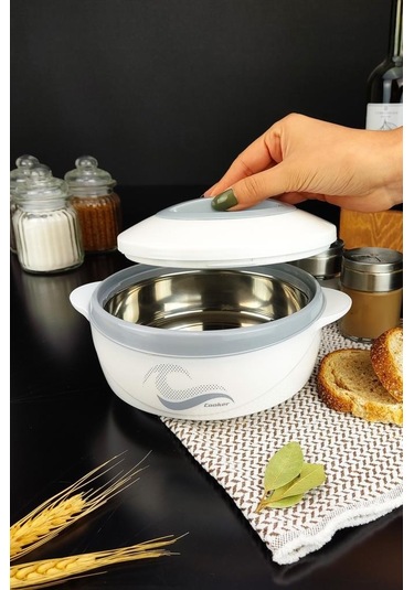 Digithome Ckr3149Paslanmaz Çelik Hazneli Yemek Termosu 1000 ML Beyaz