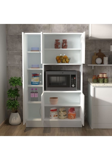 Riva 5 Kapaklı Çok Amaçlı Dolap Mutfak&banyo Dolabı,kiler Beyaz