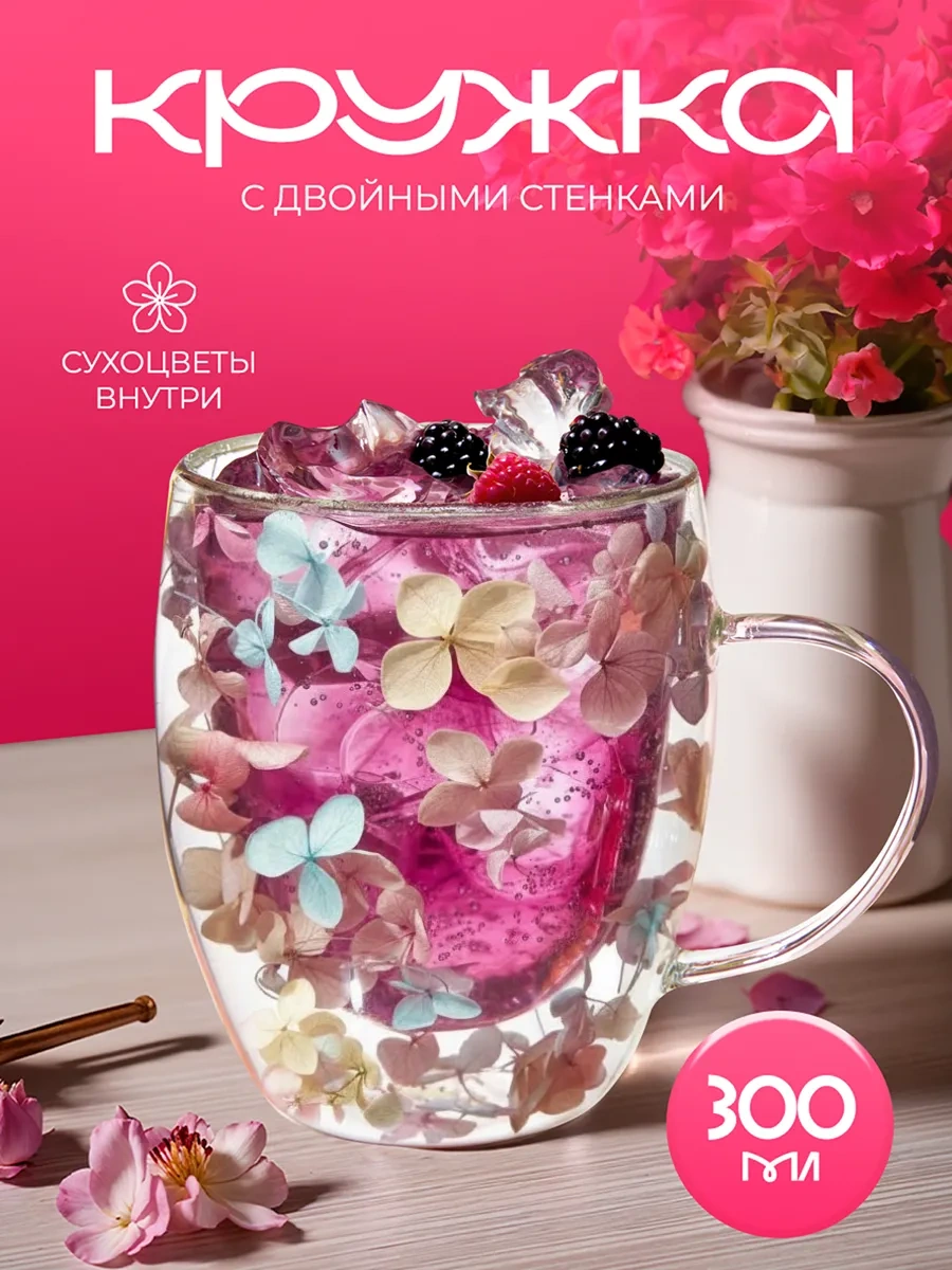 Joland Çift Duvarlı Çiçekli Kupa 241669290 Mavi