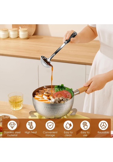 Hfambition Paslanmaz Çelik Mutfak Kaşığı Seti: 3'lü Dayanıklı Servis Ve Pişirme Kaşıkları Gümüş