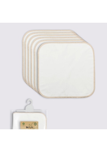 Bistyle Organik 28x28 6'lı Penye Mendil 90103 Ekru Ekru