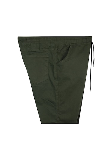 Erkek 118 -156 Kilo Arası İçin Uygun Lastikli Paça Bağcıklı Battal Boy Gabardin Pantolon Haki Haki