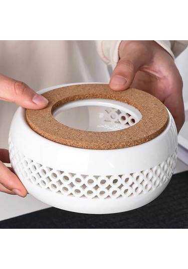 Yuntech01 Beyaz Seramik Çaycıklı Isıtıcı - Her Boyutta Çayın Sıcaklığını Koru, Konforlu Atmosfer Oluştur Beyaz