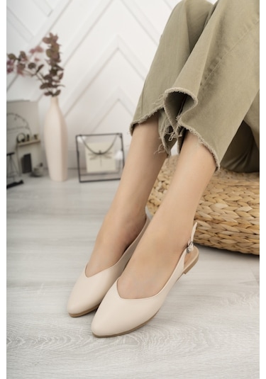 Kadın Misty Krem Cilt Arkası Acık Sivri Burun Günlük Babet-krem Krem