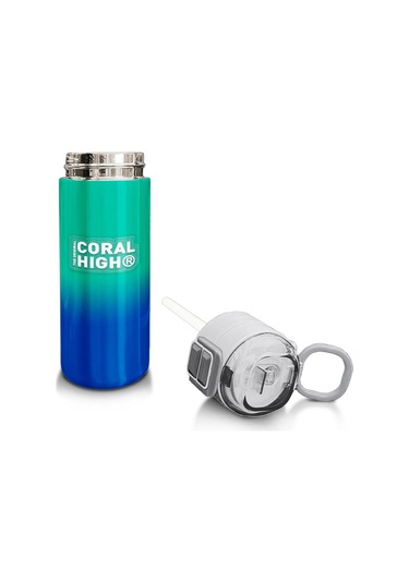 Coral High Kids Yeşil Saks Renk Geçişli Pipetli Ve Direkt İçim Çelik Termos 500 Ml 31839 Yeşil - Mavi