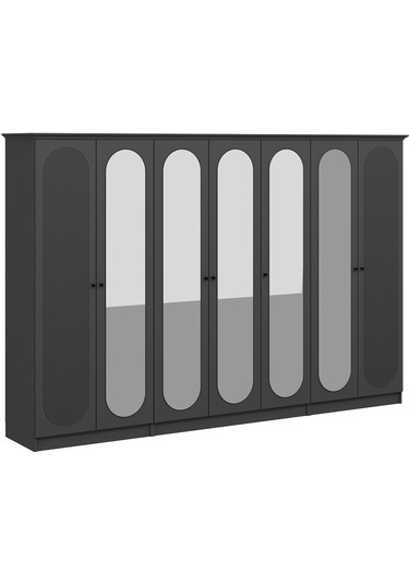 Kale 7 Kapak 5a 2ç Dolap Antrasit - Mebran Defne Ayna Antr 190cm Antrasit