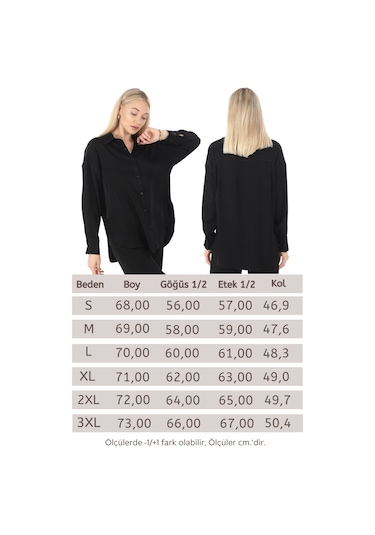 Penyebizden Flosh Viskon Oversize Gömlek-siyah