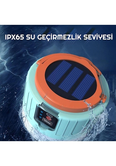 Exeo Güneş Enerjili Solar Led Su Geçirmez Usb Şarjlı Kamp Feneri 1 Adet