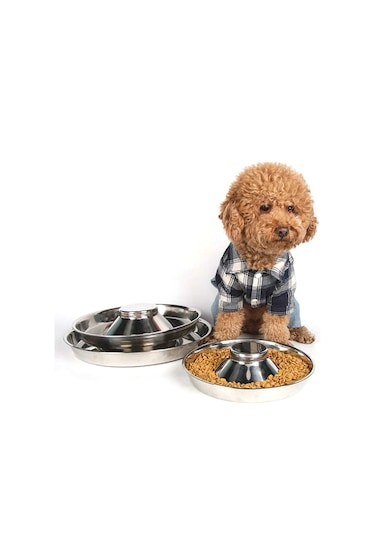 Sones Pet Köpek Mama Kasesi Köpek Mama Kasesi Paslanmaz Çelik Yavaş Yemek Kasesi Pet Malzemeleri