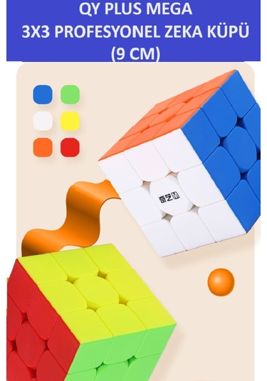 Qy Plus Mega 9 Cm Mıknatıslı Profesyonel Speed Cube - 3x3 Zeka Küpü - Sabır Küpü -