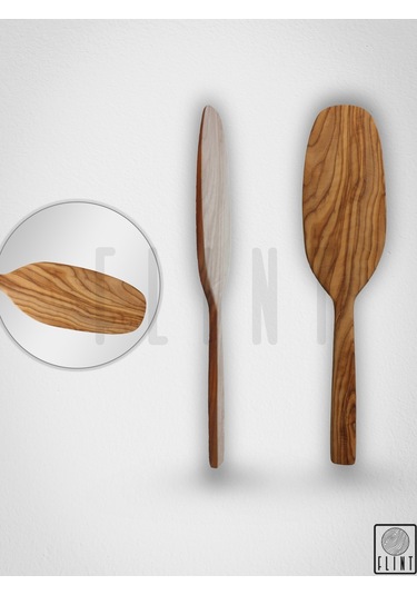 Zeytin Ağacı El Yapımı Tahta Ahşap Spatula Servis Kaşığı 30cm