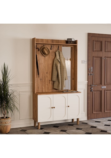 5091 Roma Sağ Aynalı 3 Kapaklı Membran 3 Askılı Bohem Portmanto