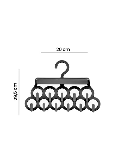 Kravat Ve Şal Askısı - Takı Ve Aksesuar Düzenleyici Askı - Siyah Renkli