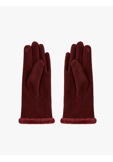 Koton Kurdeleli Suni Kürk Detaylı Eldiven Bordo 6wak50028aa Bordo
