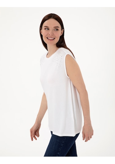 Pierre Cardin Kadın Beyaz Tişört 50307285-vr013 Beyaz