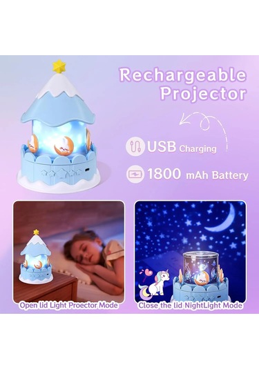 Çocuklar Gece Işık Projektör 21 Filmler Ve Bluetooth Müzik Çalar