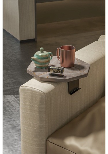 Yan Sehpa Ayarlanabilir Tepsi Dekoratif Modern Tepsi Sekizgen Gordion Çok Renkli