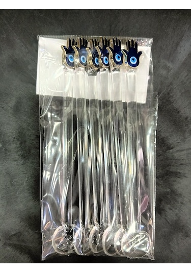 El Yapımı Cam Çay Kaşığı Mavi El 12 Adet