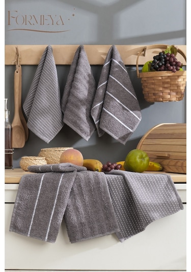 Formeya Sophia 6'lı 30x50 Cm Mutfak Havlusu Seti Antrasit