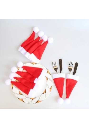 Merry Christmas Dekorasyon 2023 Noel Sofra Çanta Tutucu Noel Şapka Çatal Bıçak Çatal Çanta Noel Süs Dekor 10