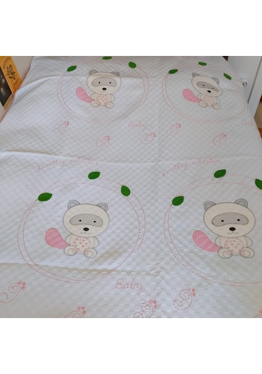 %100 Pamuk Desenli Bebek Pike & Yastık Başı