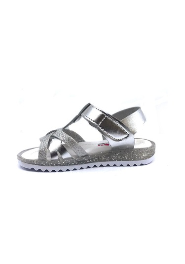 Arzen 4229 Simli Çapraz Bantlı Gri Kız Çocuk Sandalet Ayakkabı 001