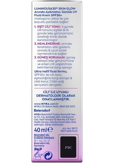 Nıvea Skin Glow Anında Aydınlatıcı Günlük Uv Fluid Krem Spf50 40 Ml