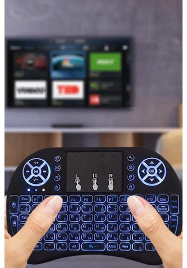 Thentech Bluetooth Akıllı Tv Android Uyumlu Mini Klavye Touchpad İle Mouse İşlevi Mini Kablosuz Klavye Siyah