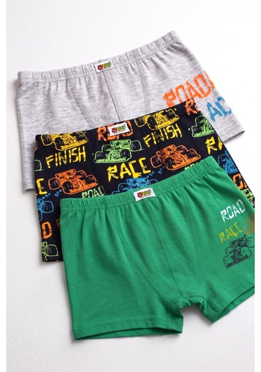 Öts Erkek Çocuk 3 Lü Pamuklu Boxer Baskılı Ergonomik Tasarım 7817-3 Renkli