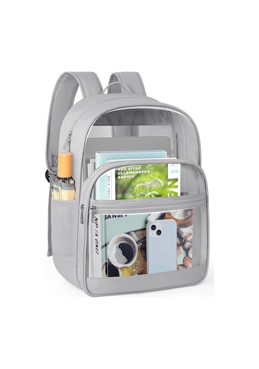 Tenfowee Şeffaf Oxford-pvc Çift Askılı Çanta, Geniş Hacimli Ana Bölme, İç Cep, Ön Bölmeler Ve Mesh Yan Çantalar İle Okul, Konser, Spor Ve Seyahatler İçin Dayanıklı Tasarım