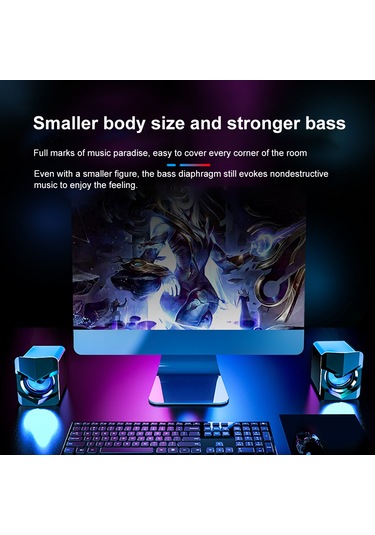 Samdoo V-158 Bilgisayar Hoparlörü - 3.5mm Kablolu Stereo Ses, Usb Besleme, Hıfı Surround, Led Işık, Siyah Desen