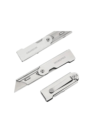 Workpro Wp211016 Paslanmaz Çelik Gövde Katlanır Rötuş Maket Bıçağı