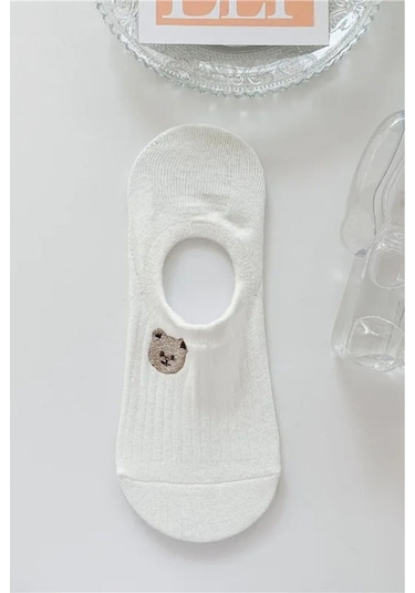 Kadın 10 Çift Premium Çiçek Ve Hayvan Desenli Görünmez Babet Çorap Şeker Beyazı ASORTİ