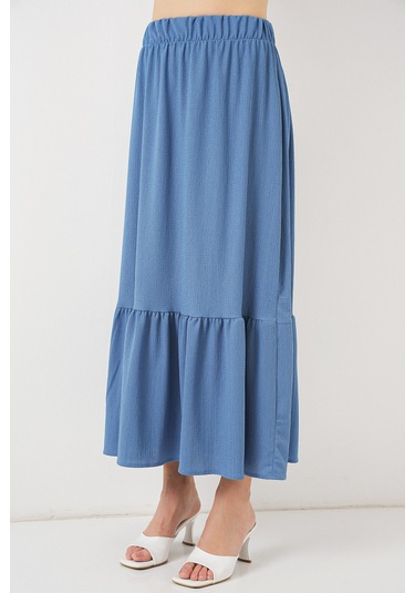 1886 Uzun Örme Etek - İndigo İndigo