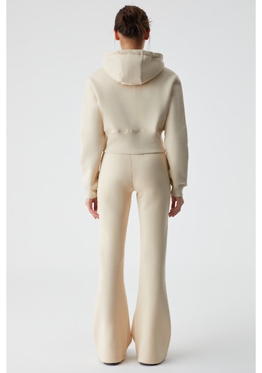 IRESSEN Kadın Nakış Desenli Regular Fit Taş Rengi Eşofman Altı