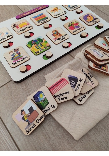 Sorumluluk Ve Görev Tablosu - Montessori Eğitici Ve Eğlenceli Ahşap Oyuncak