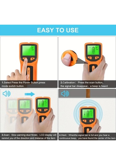 Honeybeeshop 5i 1 Arada Çubuk Bulucu Duvar Tarama Aleti Siyah Lcd Ekranlı Ahşap Metal Ac Kablosu Dedektör Taşınabilir