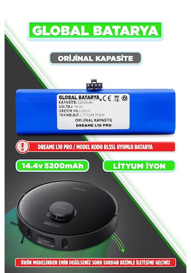 Dreame L10 Pro Uyumlu Batarya 5200mah