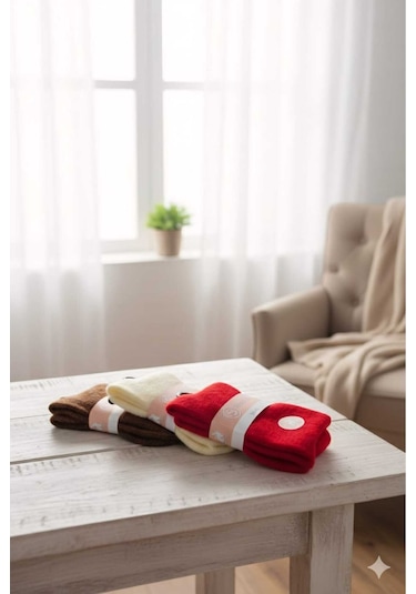 Angora Yün Çorap 3 Adet Set 4