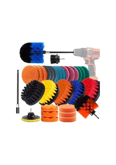 Sones 31'i 1 Arada Zemin Duvar Pencere Cam Temizleme Kireç Çözücü Elektrikli Matkap Fırça Başlığı Seti