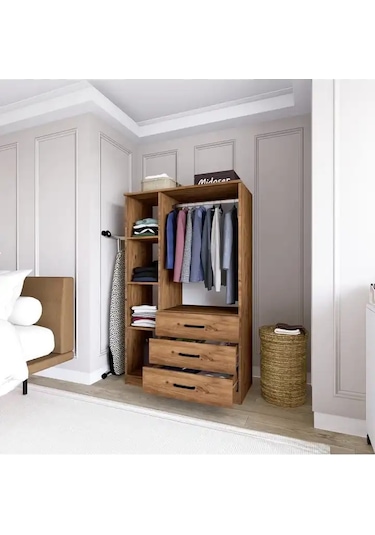 Easy Atlantik Çam 3 Kapılı 3 Çekmeceli Çok Amaçlı Elbise Dolabı Atlantik Çam