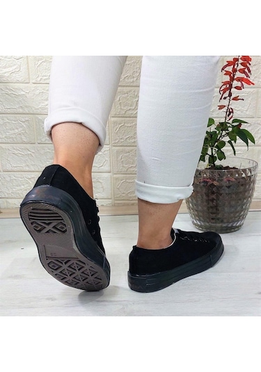 Fiyra 554 Siyah-siyah Kısa Unisex Sneaker Keten Spor Ayakkabı 001