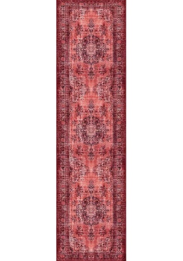 Blues Vintage Desenli Dokuma Taban Dekoratif Kırmızı Halı (Al 131