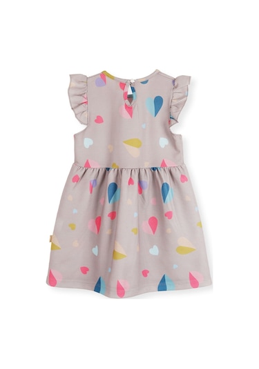 Ahengim Kız Çocuk Kalp Desenli Elbise Ak2406 Vizon