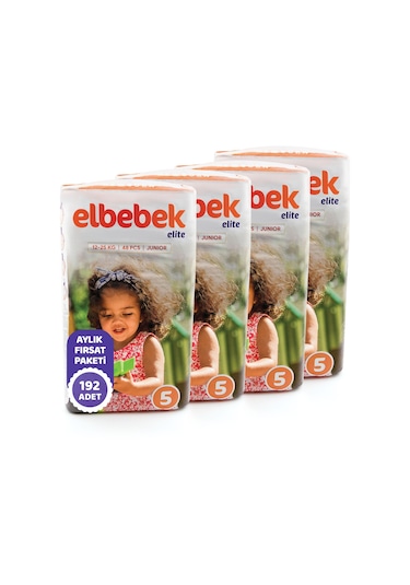 Elbebek Elite Bebek Bezi 5 Numara Junior Fırsat Paketi 192 Adet 4'lü