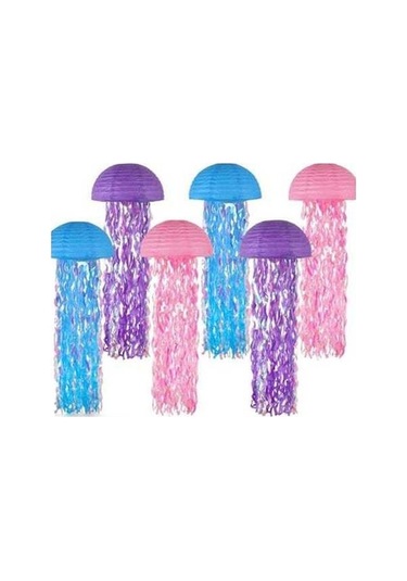 Opulentliving Denizanası Asılı Kağıt Fener Seti - 6 Adet Koyu Mor, Parti Dekorasyonu İçin Ideal Koyu Mor